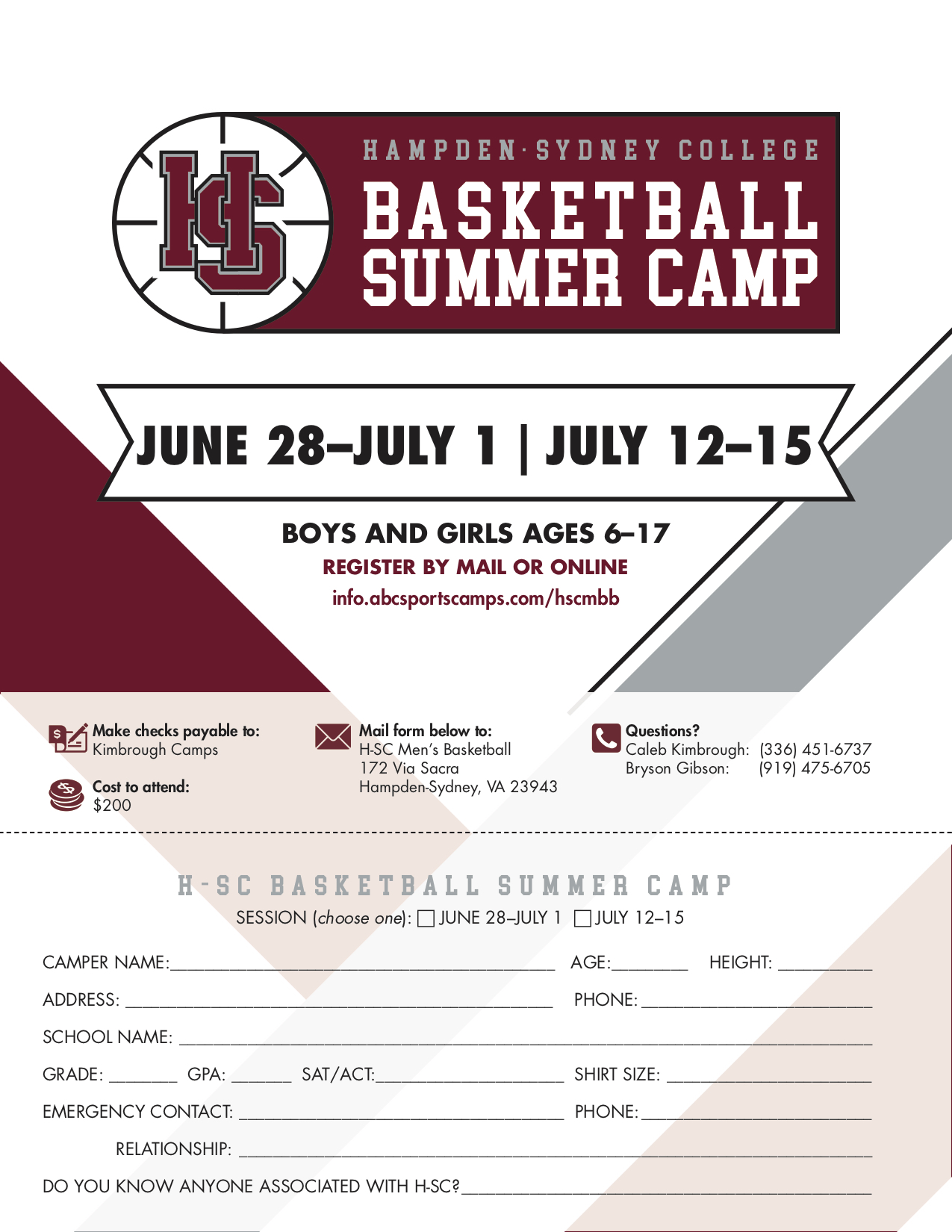 HampdenSydney College M Basketball ABC Sports Camps