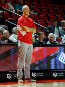 Head coach Steve Lutz of the WKU Hilltoppers  at E.A. Diddle Arena on November 29, 2023 in Bowling Green, KY. Photo by Wyatt Richardson/WKU Athletics